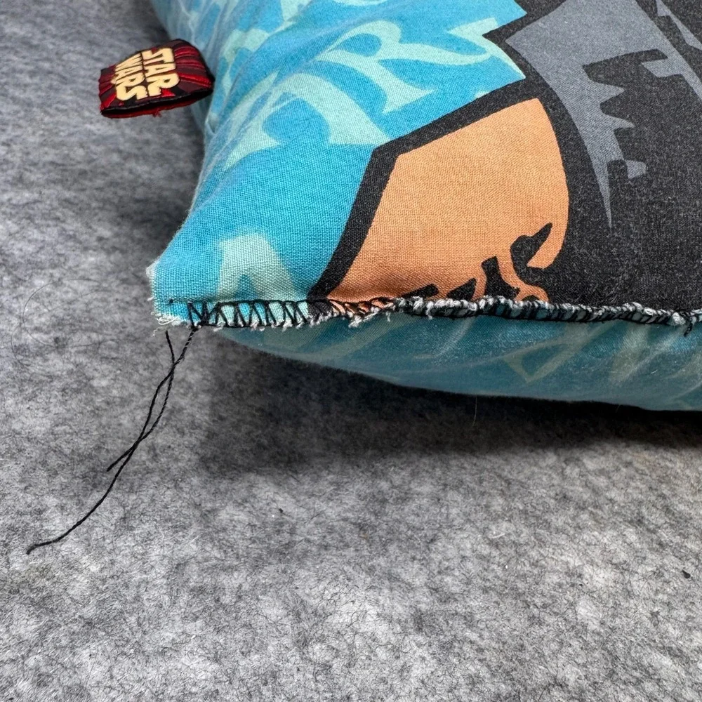 Vintage 90s Star Wars Jar Jar Binks Throw Pillow Bedding Blue Handmade